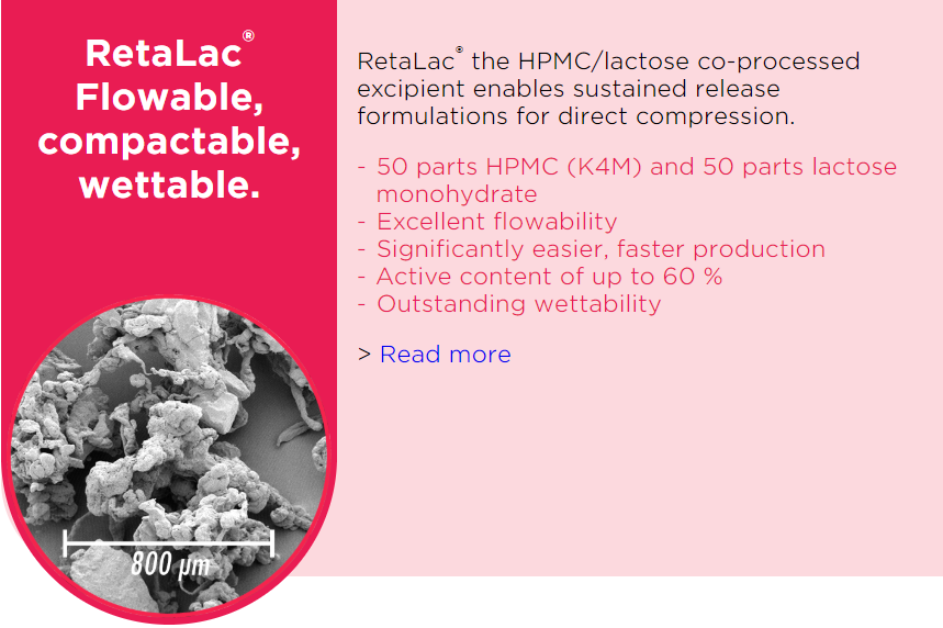 RetaLac_Co-processed excipient_HPMC_Lactose